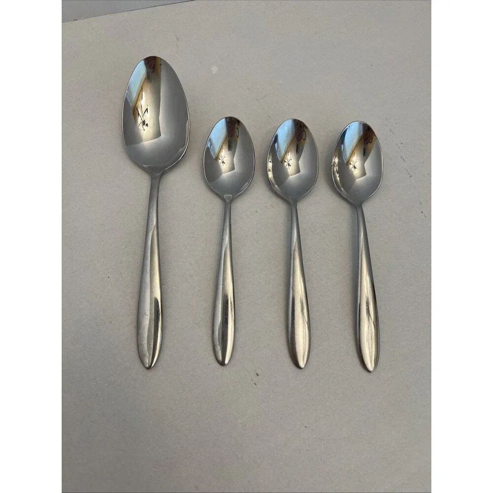 3 Teaspoons 1 Serving Spoon Oneida MOONCREST Jennifer Luann Trista Flatware